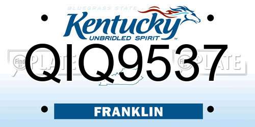 QIQ9537 Kentucky License Plate
