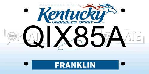 QIX85A Kentucky License Plate