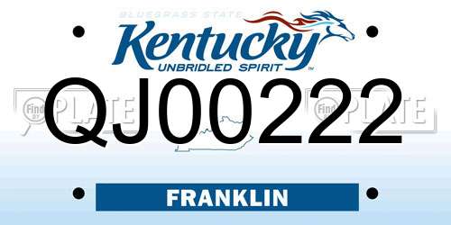 QJ00222 Kentucky License Plate