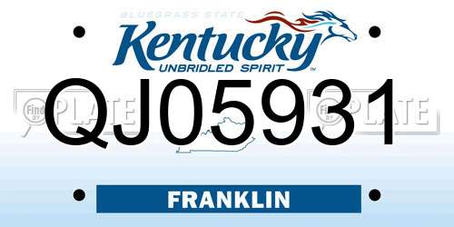 QJ05931 Kentucky License Plate