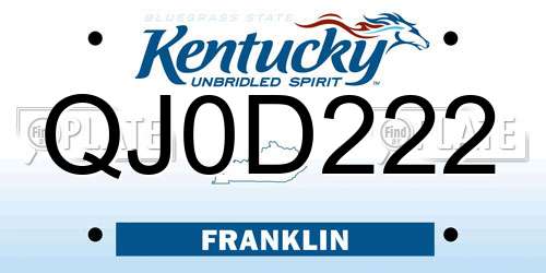 QJ0D222 Kentucky License Plate