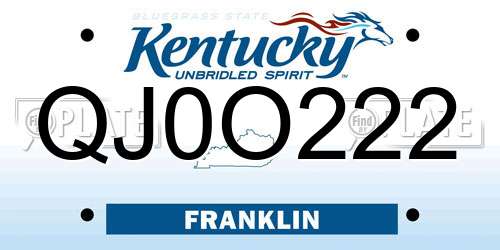QJ0O222 Kentucky License Plate