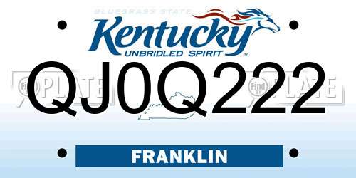 QJ0Q222 Kentucky License Plate