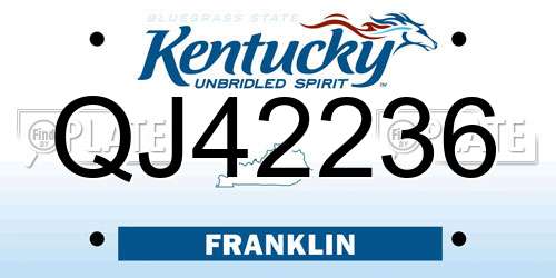 QJ42236 Kentucky License Plate