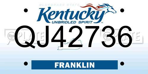 QJ42736 Kentucky License Plate