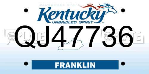 QJ47736 Kentucky License Plate