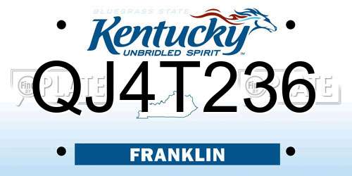 QJ4T236 Kentucky License Plate