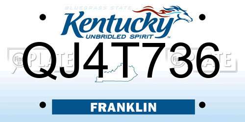 QJ4T736 Kentucky License Plate