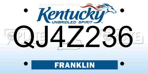 QJ4Z236 Kentucky License Plate
