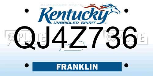 QJ4Z736 Kentucky License Plate