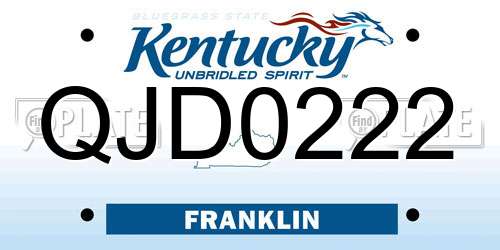 QJD0222 Kentucky License Plate