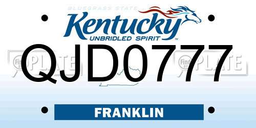 QJD0777 Kentucky License Plate