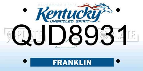 QJD8931 Kentucky License Plate