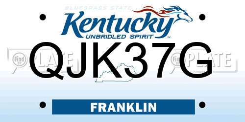 QJK37G Kentucky License Plate