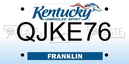 QJKE76 Kentucky License Plate