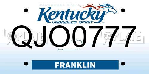 QJO0777 Kentucky License Plate