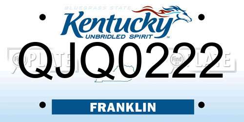 QJQ0222 Kentucky License Plate