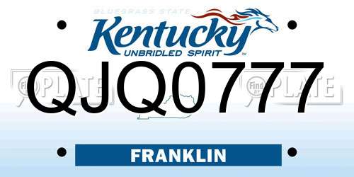 QJQ0777 Kentucky License Plate