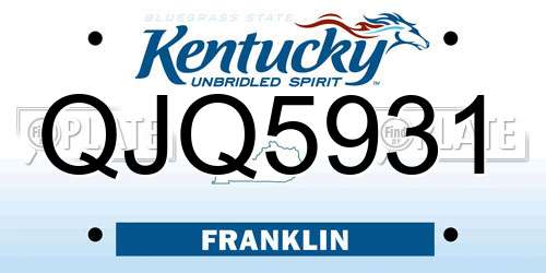 QJQ5931 Kentucky License Plate