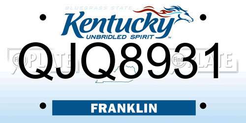 QJQ8931 Kentucky License Plate