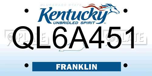QL6A451 Kentucky License Plate