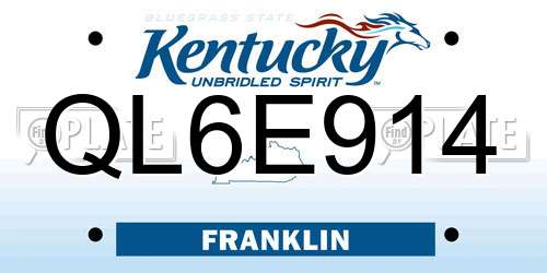 QL6E914 Kentucky License Plate