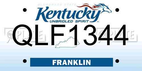 QLF1344 Kentucky License Plate