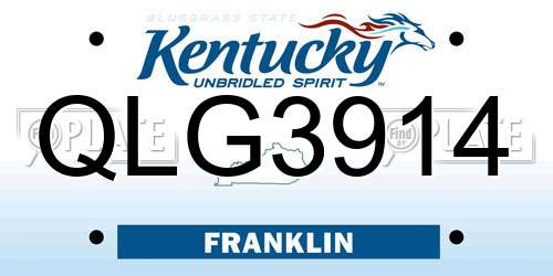 QLG3914 Kentucky License Plate