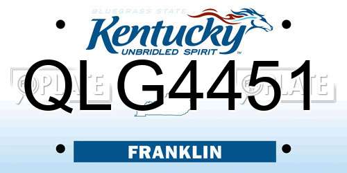 QLG4451 Kentucky License Plate