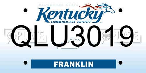 QLU3019 Kentucky License Plate