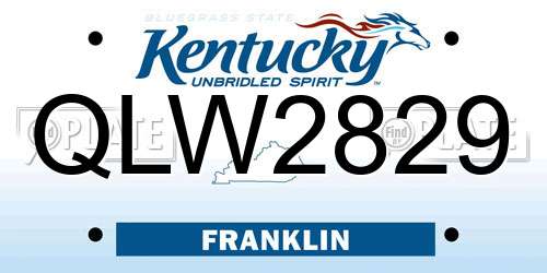 QLW2829 Kentucky License Plate
