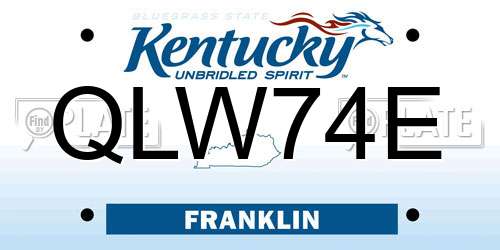 QLW74E Kentucky License Plate