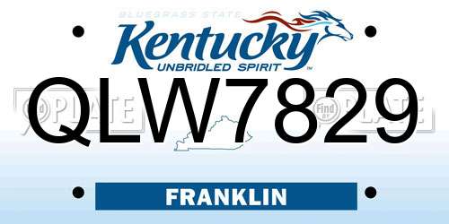 QLW7829 Kentucky License Plate