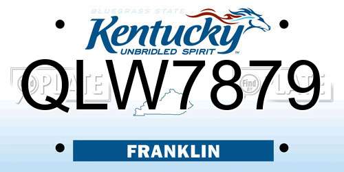 QLW7879 Kentucky License Plate