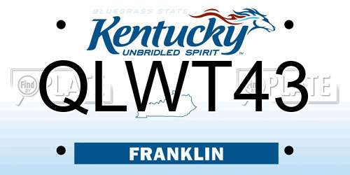 QLWT43 Kentucky License Plate