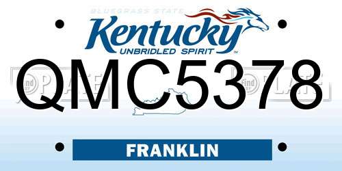 QMC5378 Kentucky License Plate