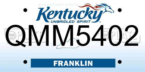 QMM5402 Kentucky License Plate