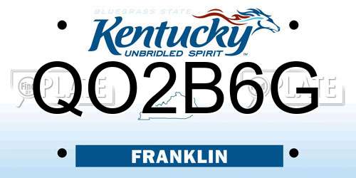 QO2B6G Kentucky License Plate