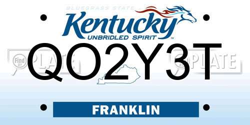 QO2Y3T Kentucky License Plate