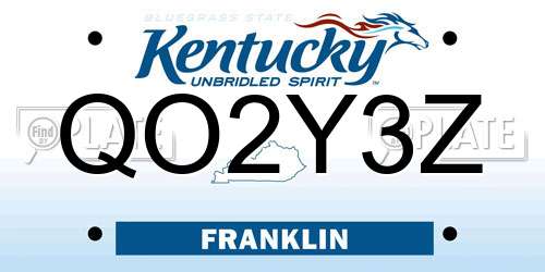 QO2Y3Z Kentucky License Plate