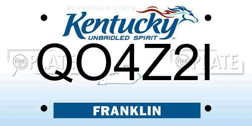 QO4Z2I Kentucky License Plate