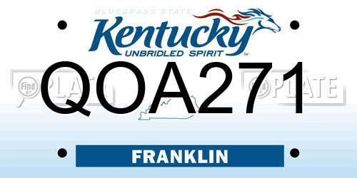 QOA271 Kentucky License Plate