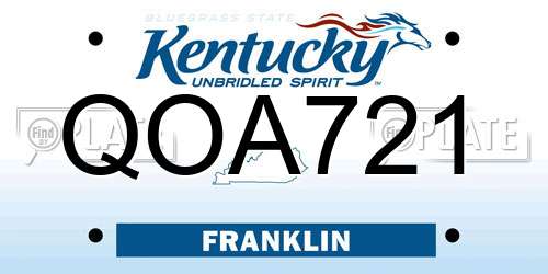 QOA721 Kentucky License Plate