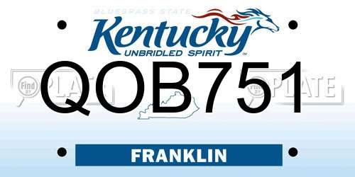 QOB751 Kentucky License Plate