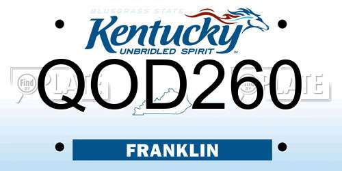 QOD260 Kentucky License Plate