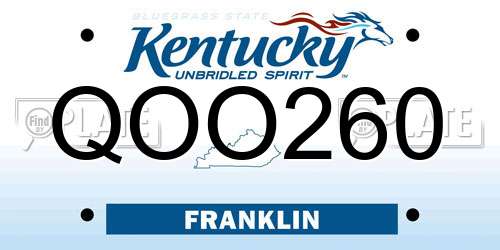 QOO260 Kentucky License Plate