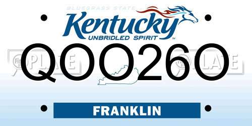QOO26O Kentucky License Plate