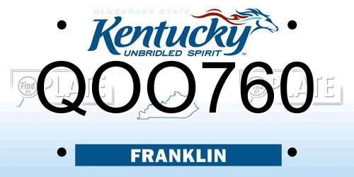 QOO760 Kentucky License Plate