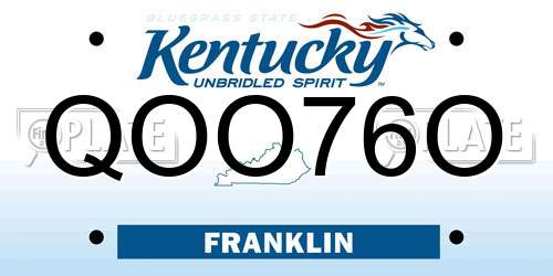 QOO76O Kentucky License Plate