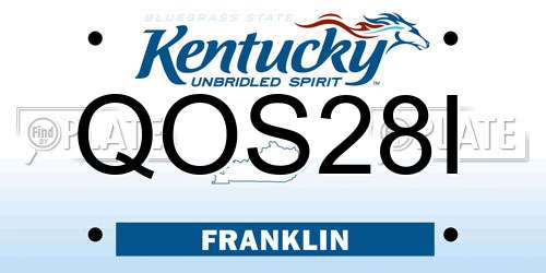 QOS28I Kentucky License Plate